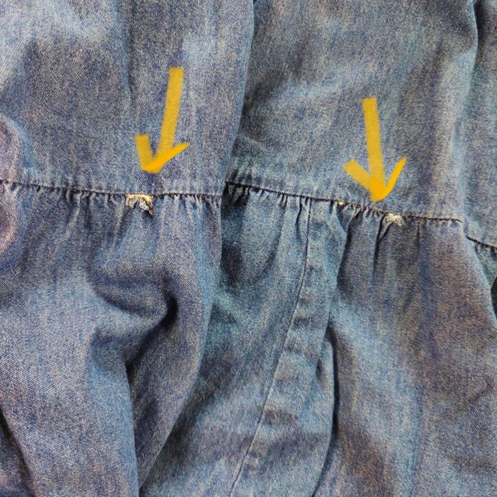 Vintage Access 90s Denim Tiered Maxi Skirt Western Cottagecore Large Medium Wash - Picture 8 of 8